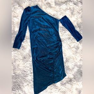 Asymmetrical Neck Ruched Dress